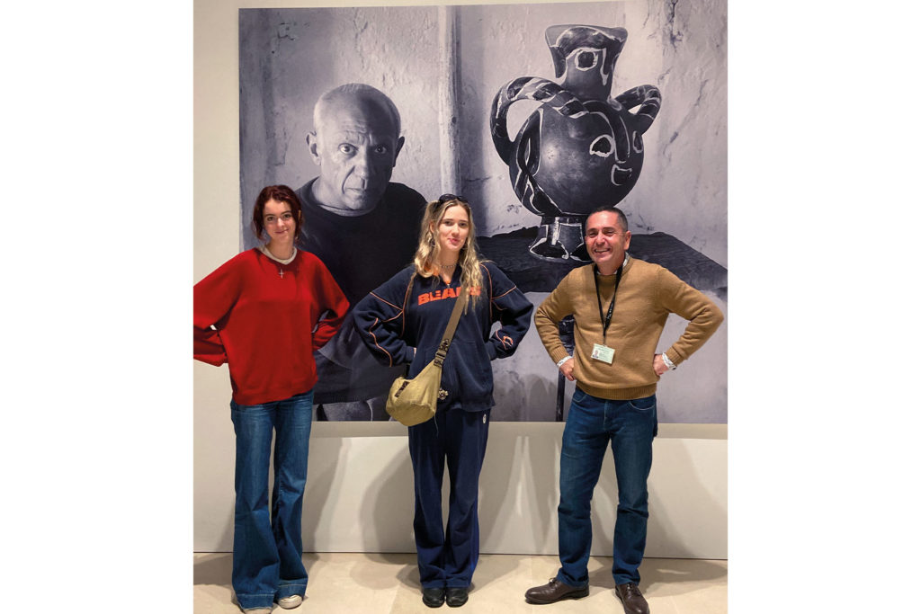 Zoe, Rowena and their guide   Julián at the Picasso Museum 