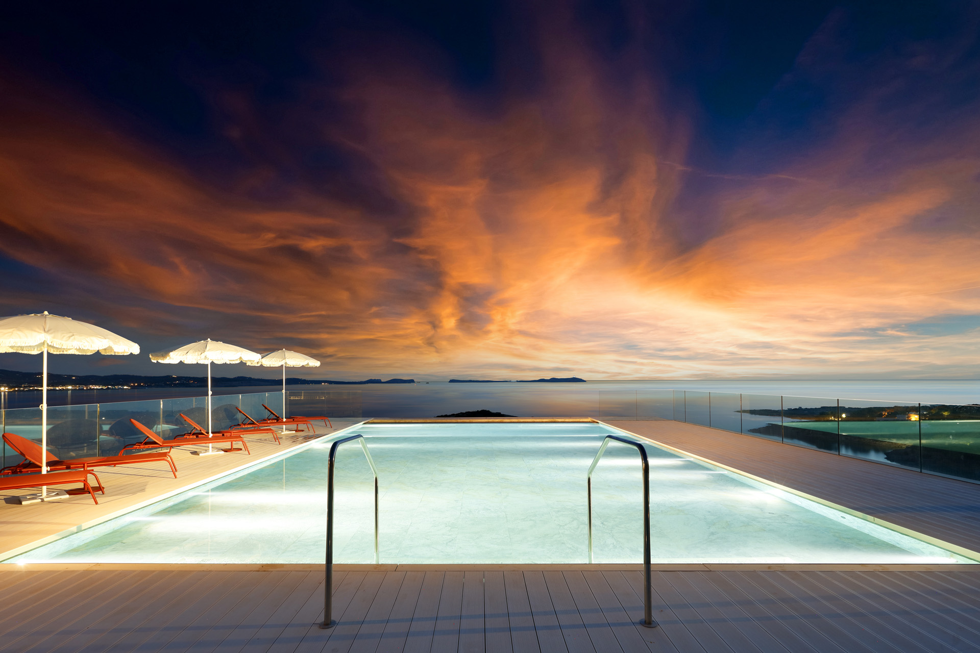 Sunset over the pool at TRS Ibiza Hotel