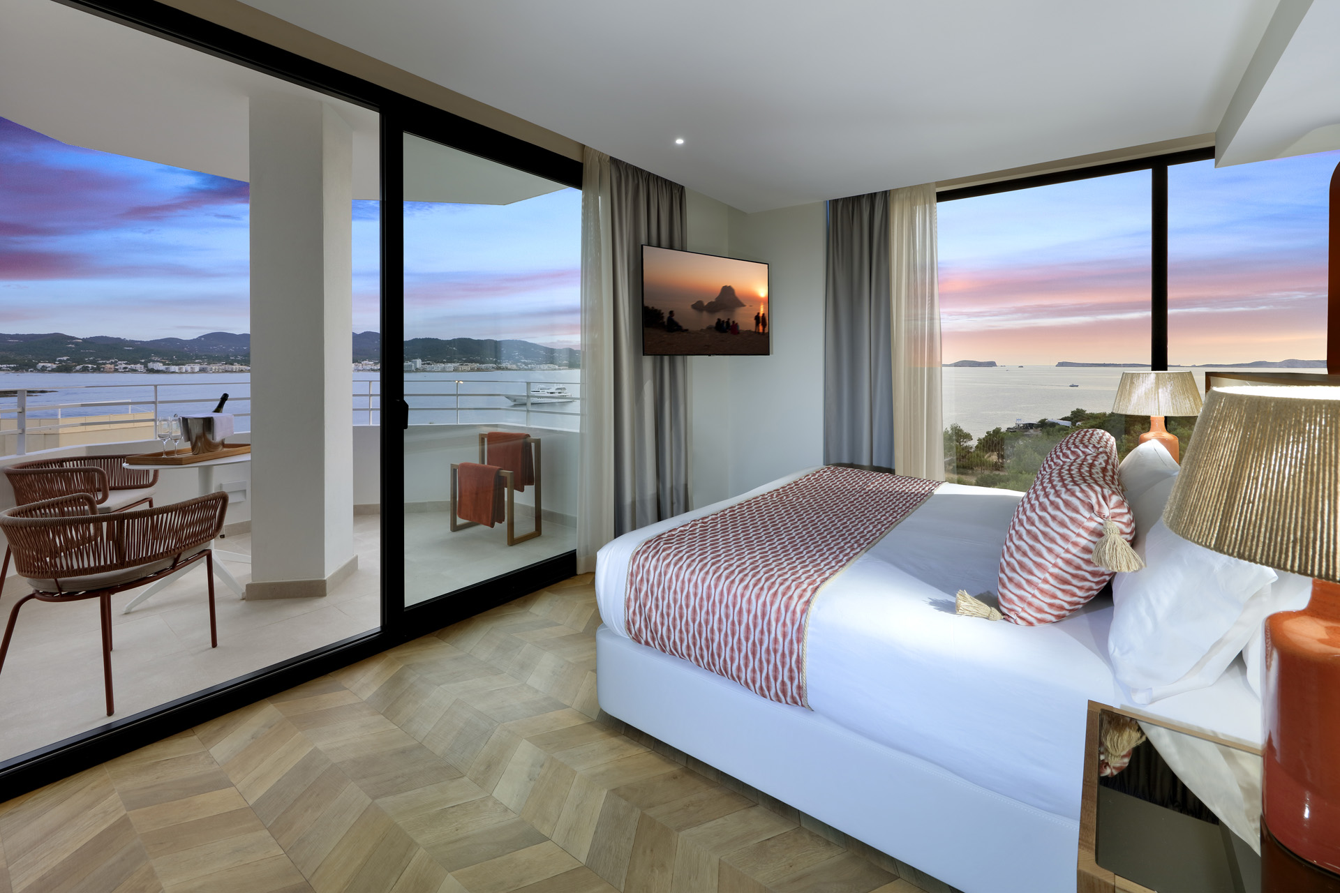 A sea-view bedroom at the hotel
