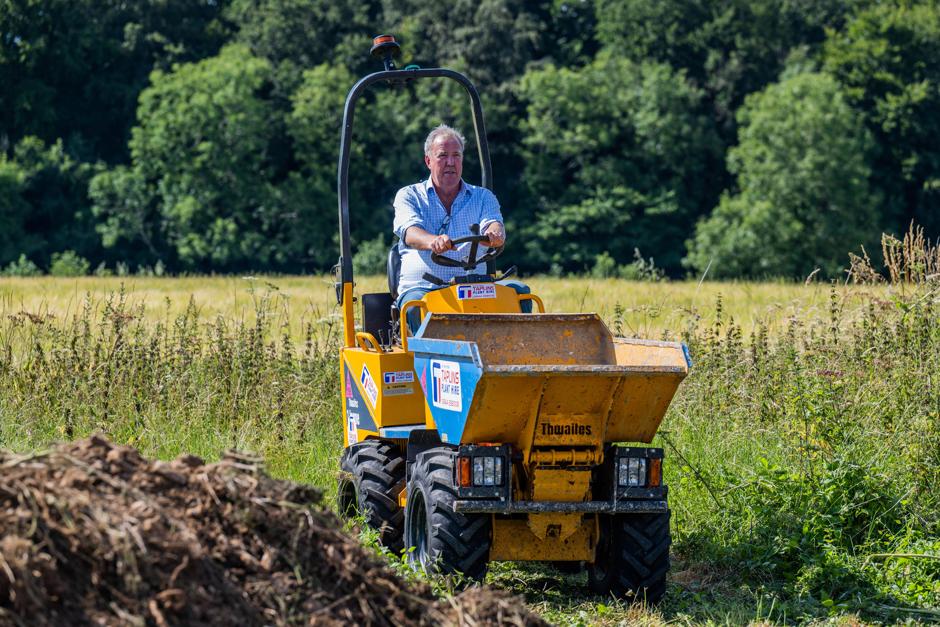 Jeremy Clarkson on a tractor at his farm