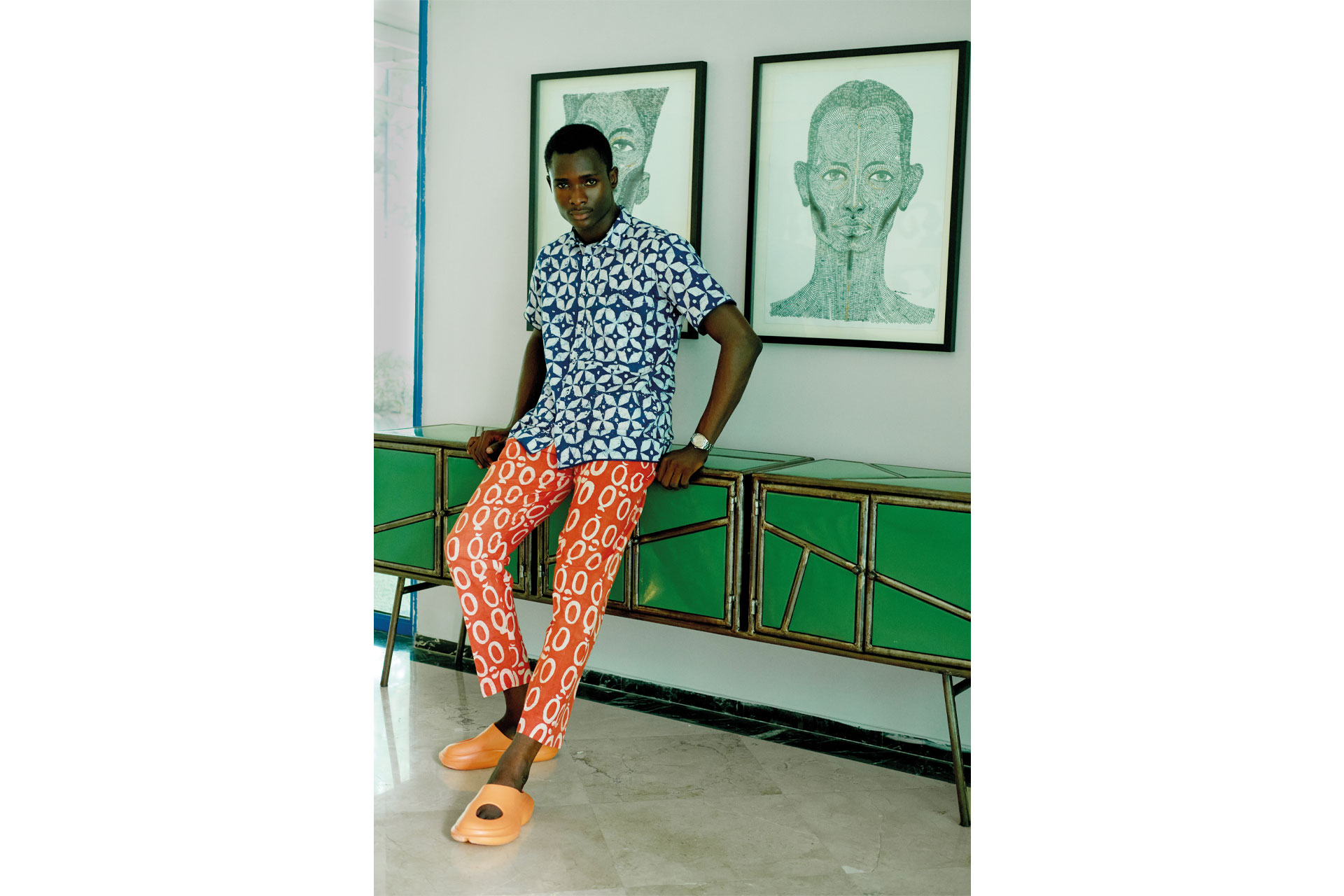 A model poses in O'DA gallery