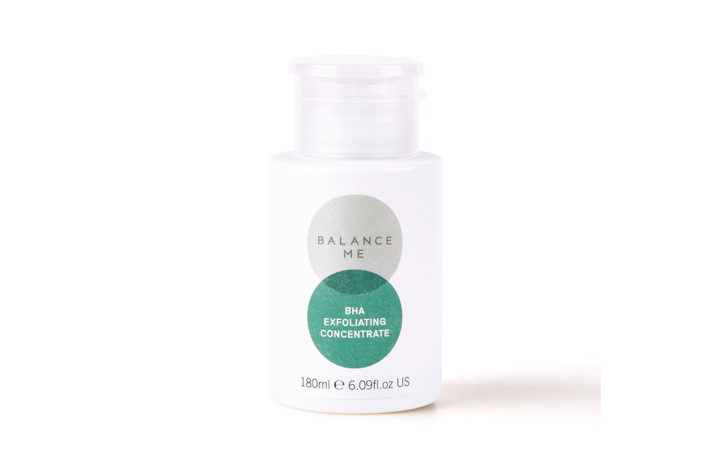 White bottle of exfoliator