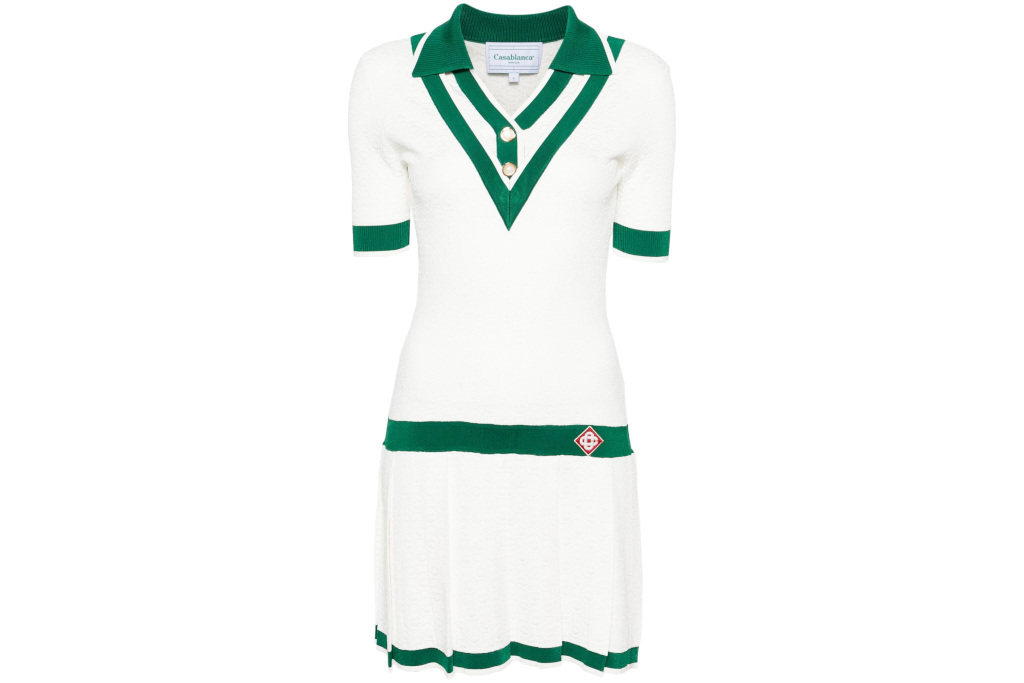 Green and white dress