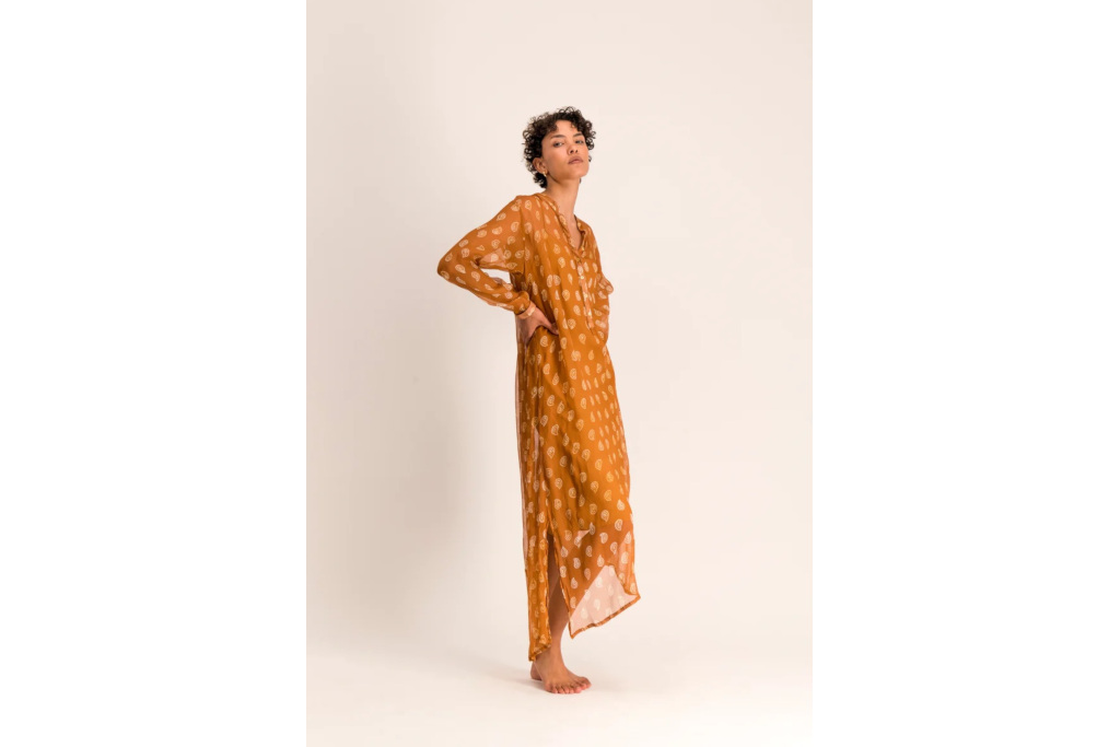 Woman in orange dress