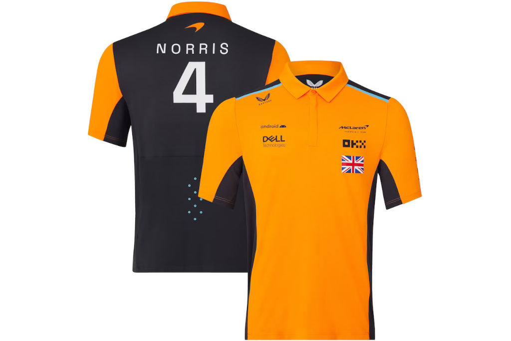 Orange and black McLaren polo shirt