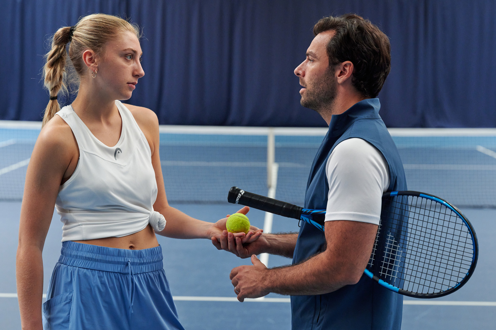 Justine (Ella Lily Hyland) and Glenn (Aiden Turner) in Fifteen Love