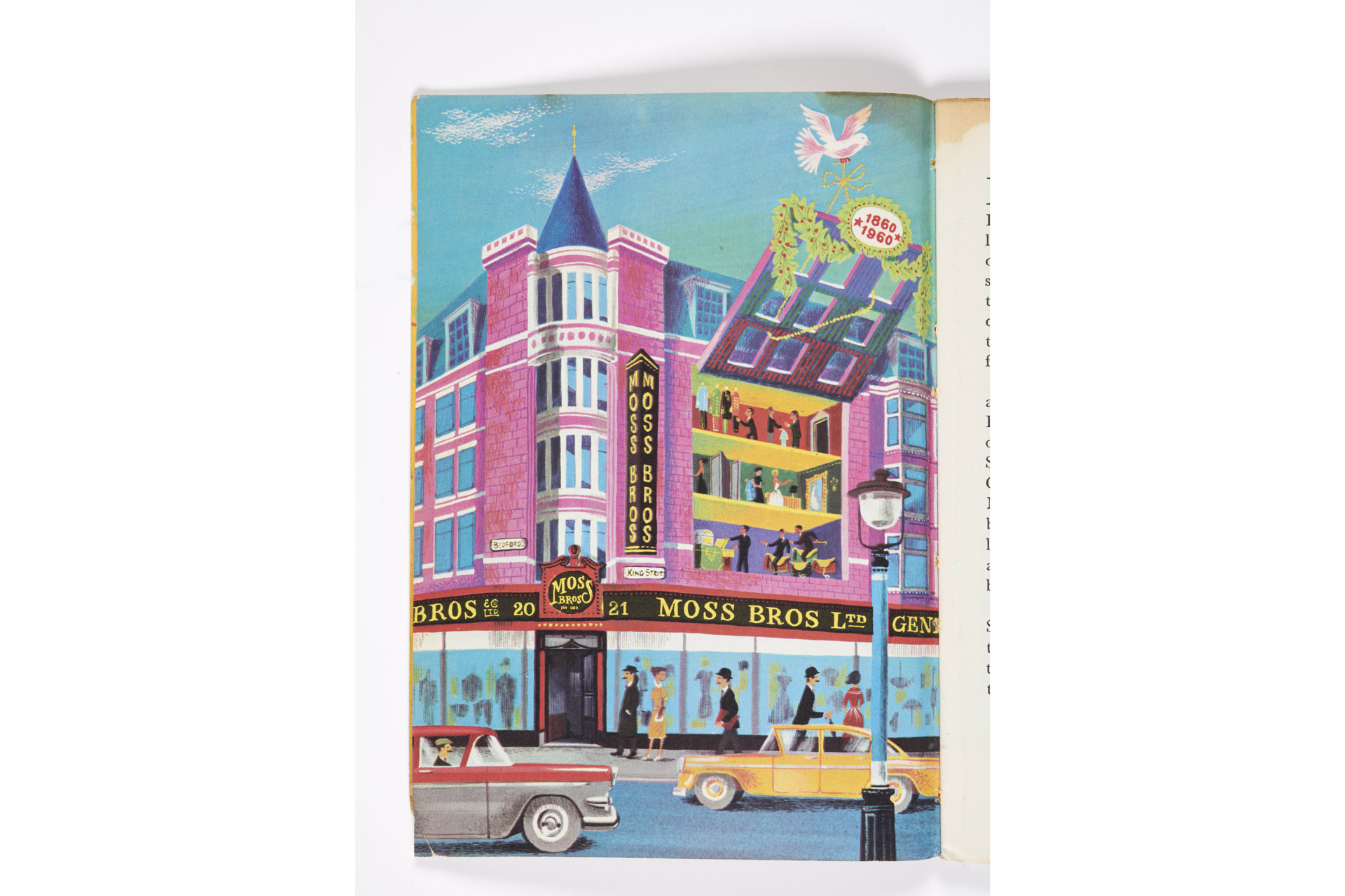 Illustrated view of the Moss Bros store in Covent Garden, 1951