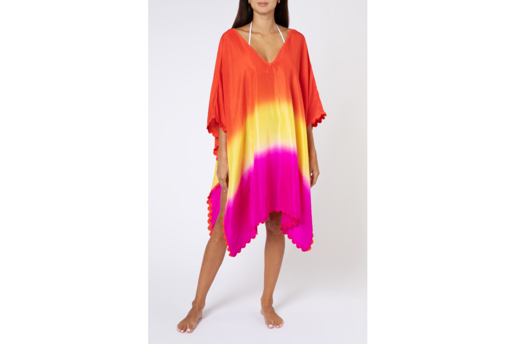Woman in multi-coloured dress