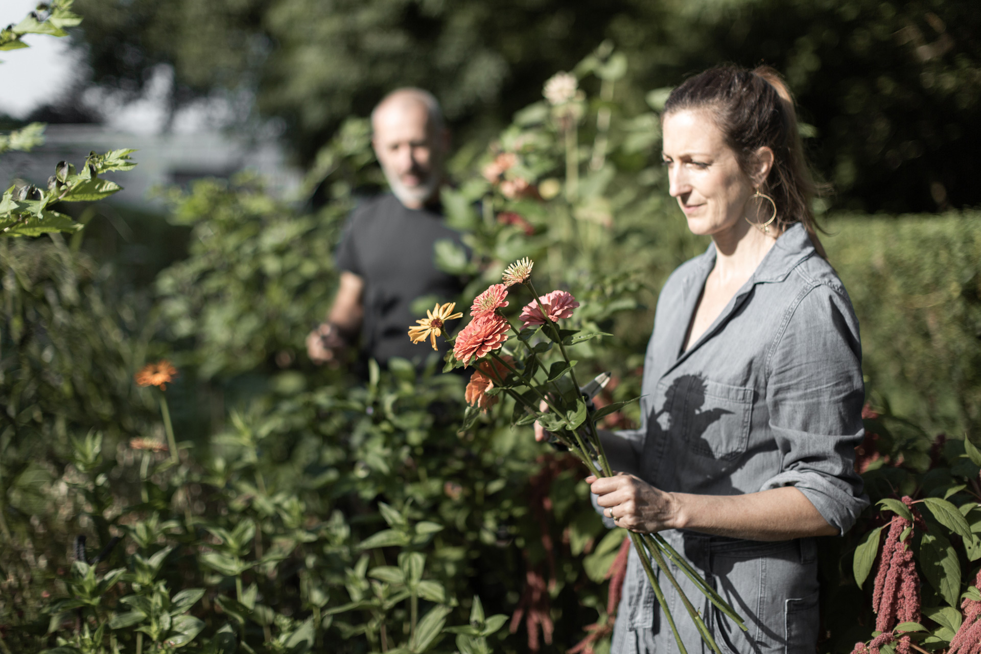 Stephanie Woolvett picking flowers