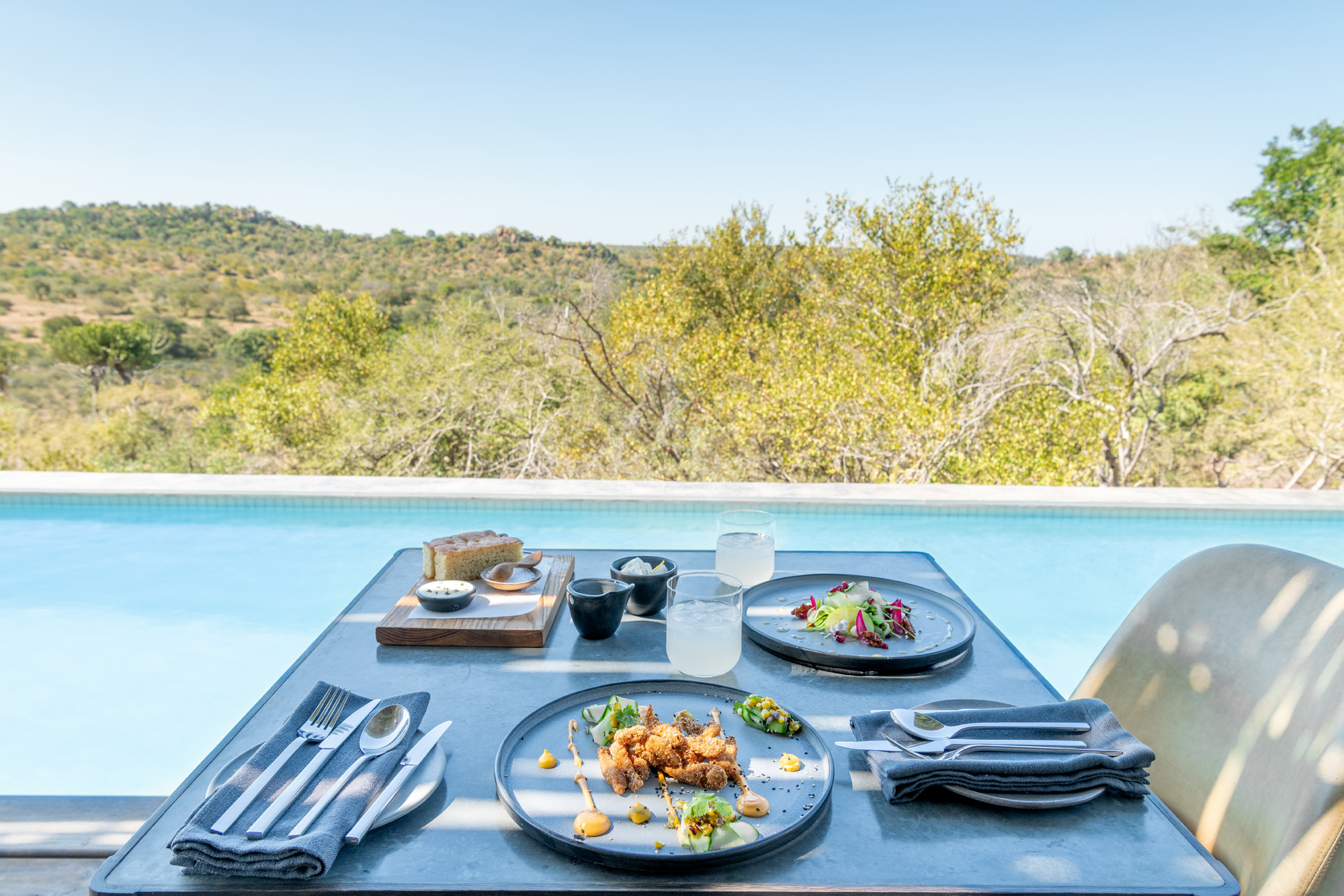 Lunch by the pool at Singita Lebombo