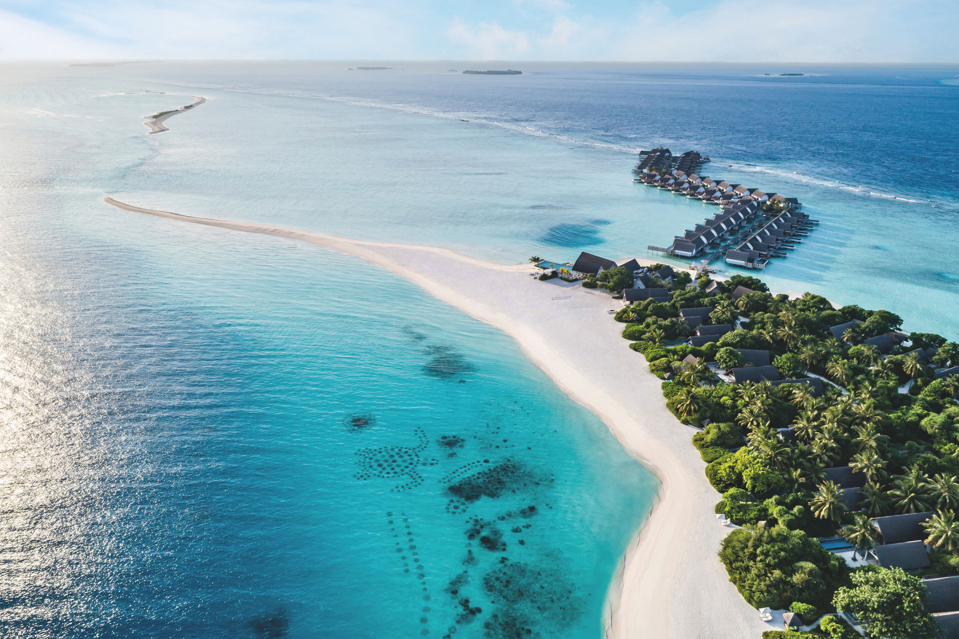 Aerial view of beach at Four Seasons Landaa Giraavaru