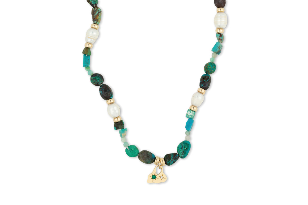 Blue-green beaded necklace