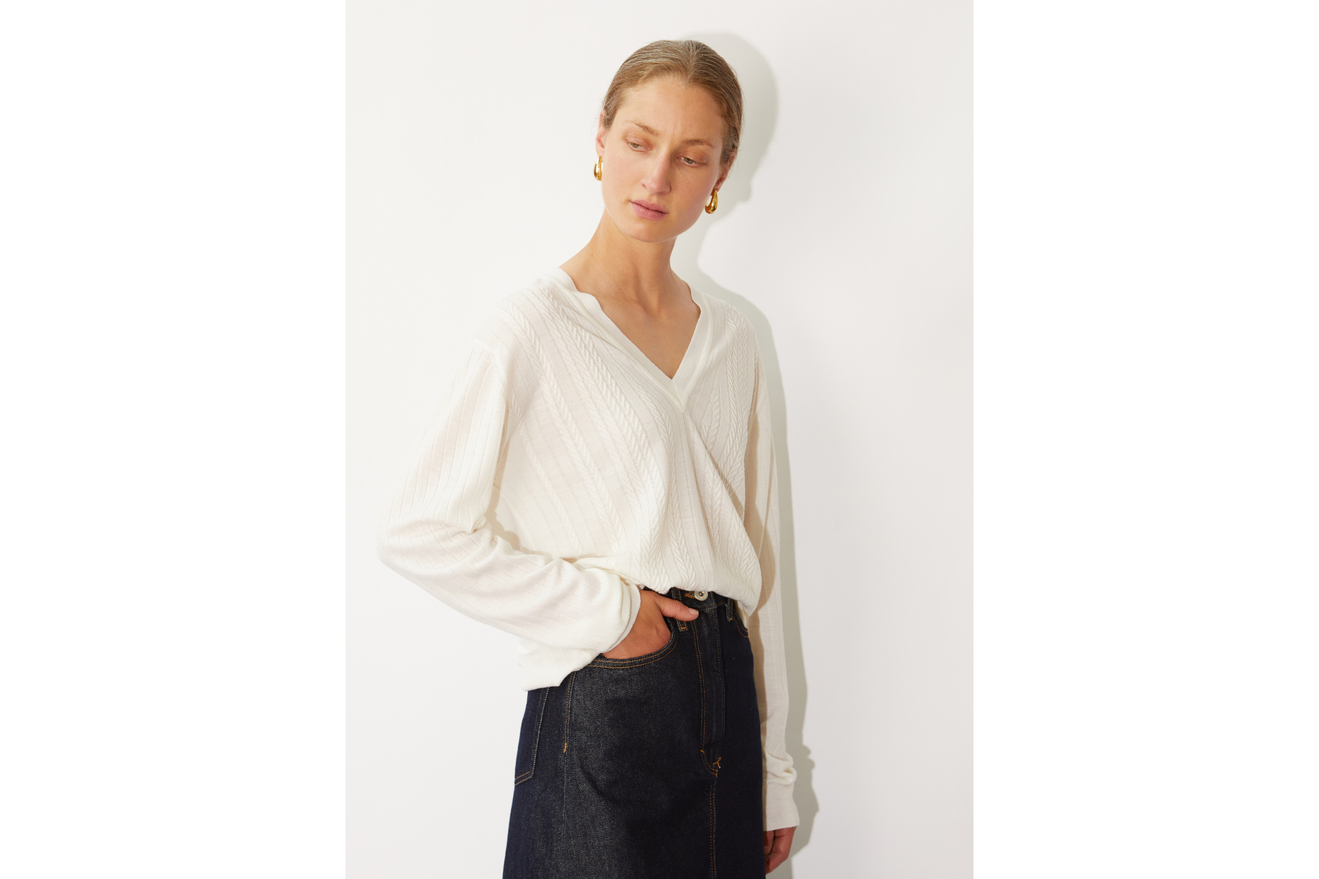 Woman in white shirt