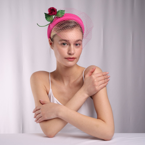 Woman in pink headband