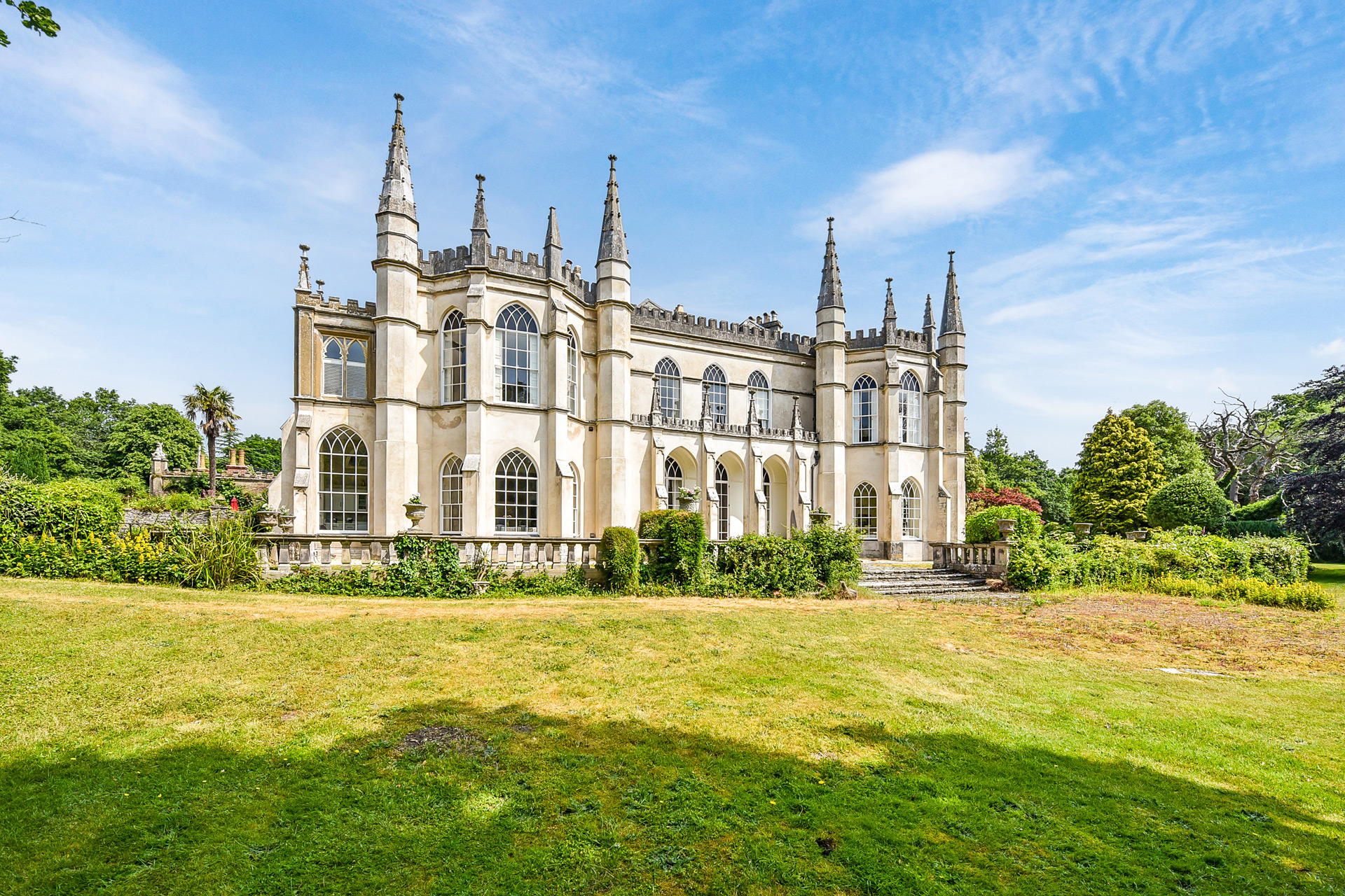 Castle-style 16th century home with turrets.