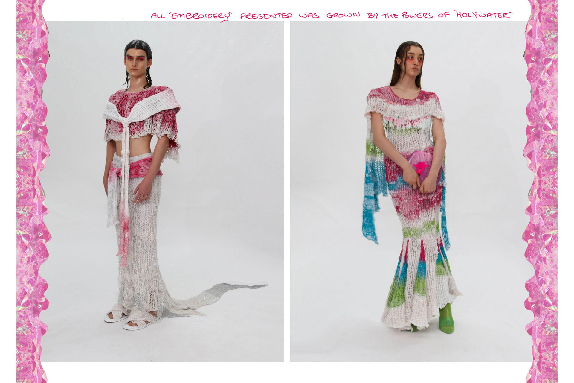 Two models posing in new Patrick Garvey designs