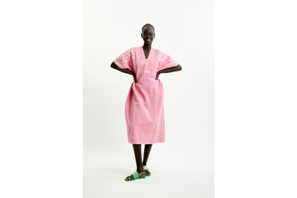 Woman in pink dress
