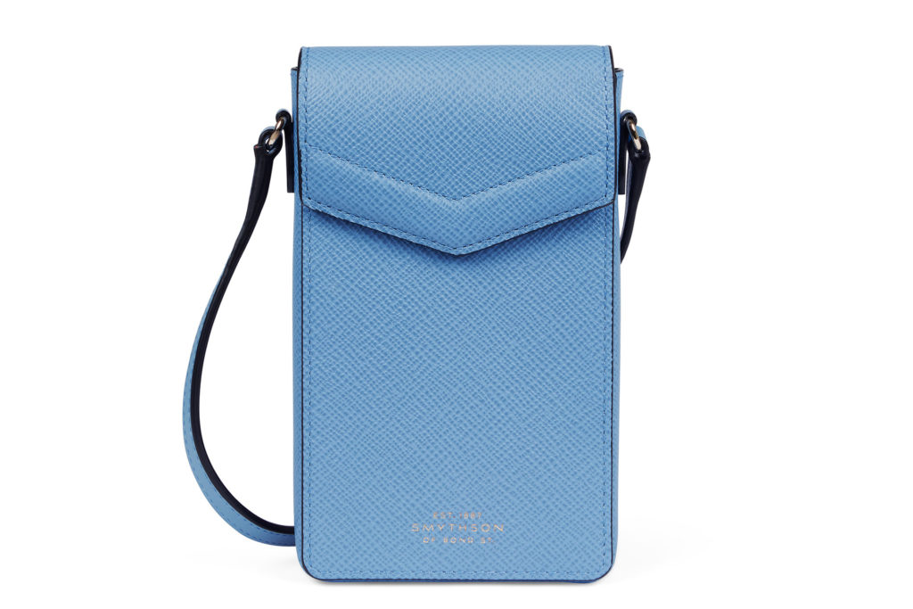 Powder blue leather crossbody bag for mobile phone