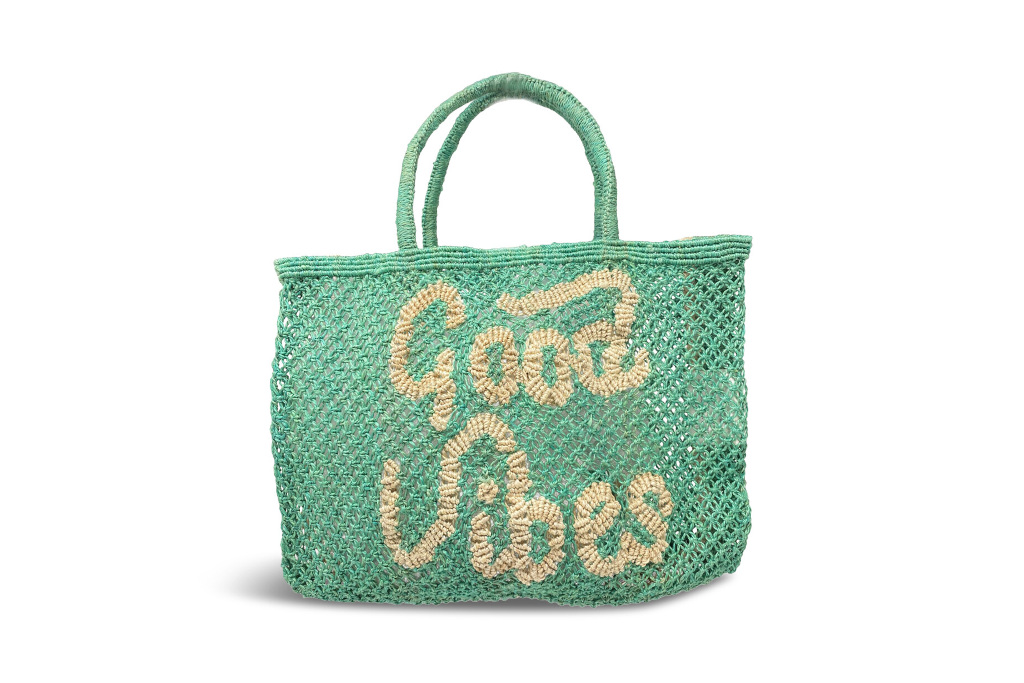 Green woven bag