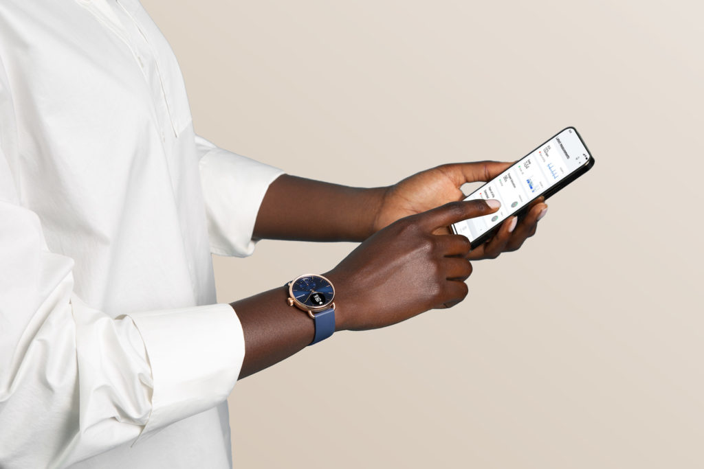 Navy blue watch with gold hardware