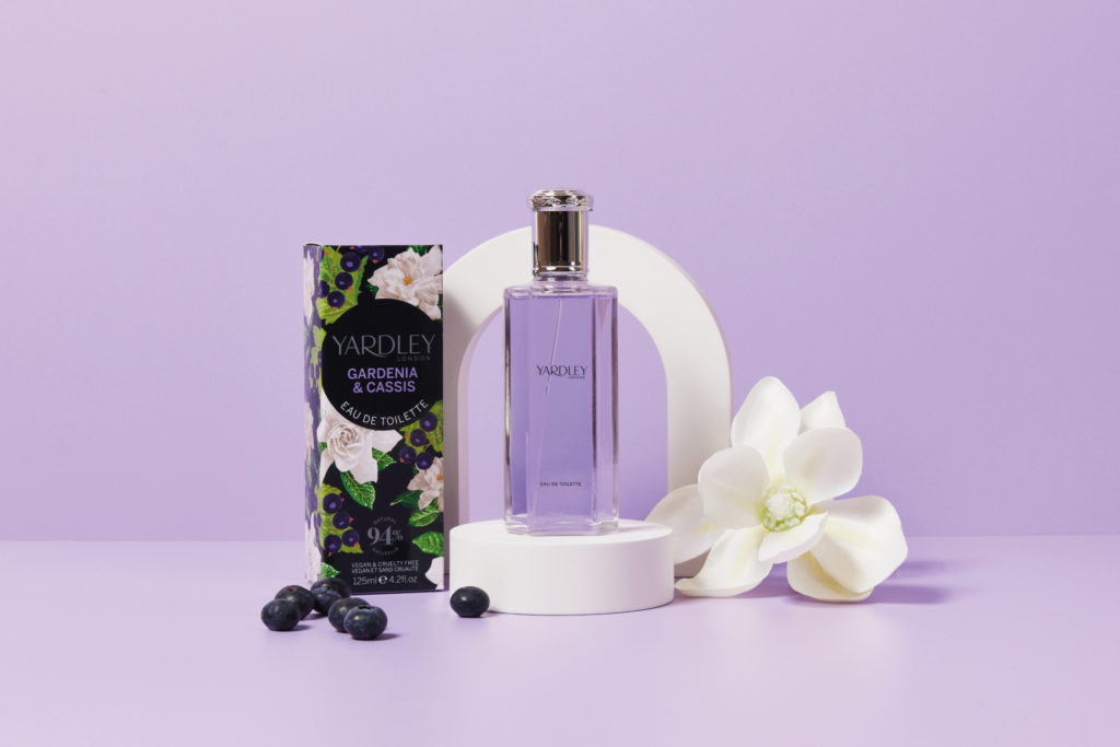 Yardley products on purple background