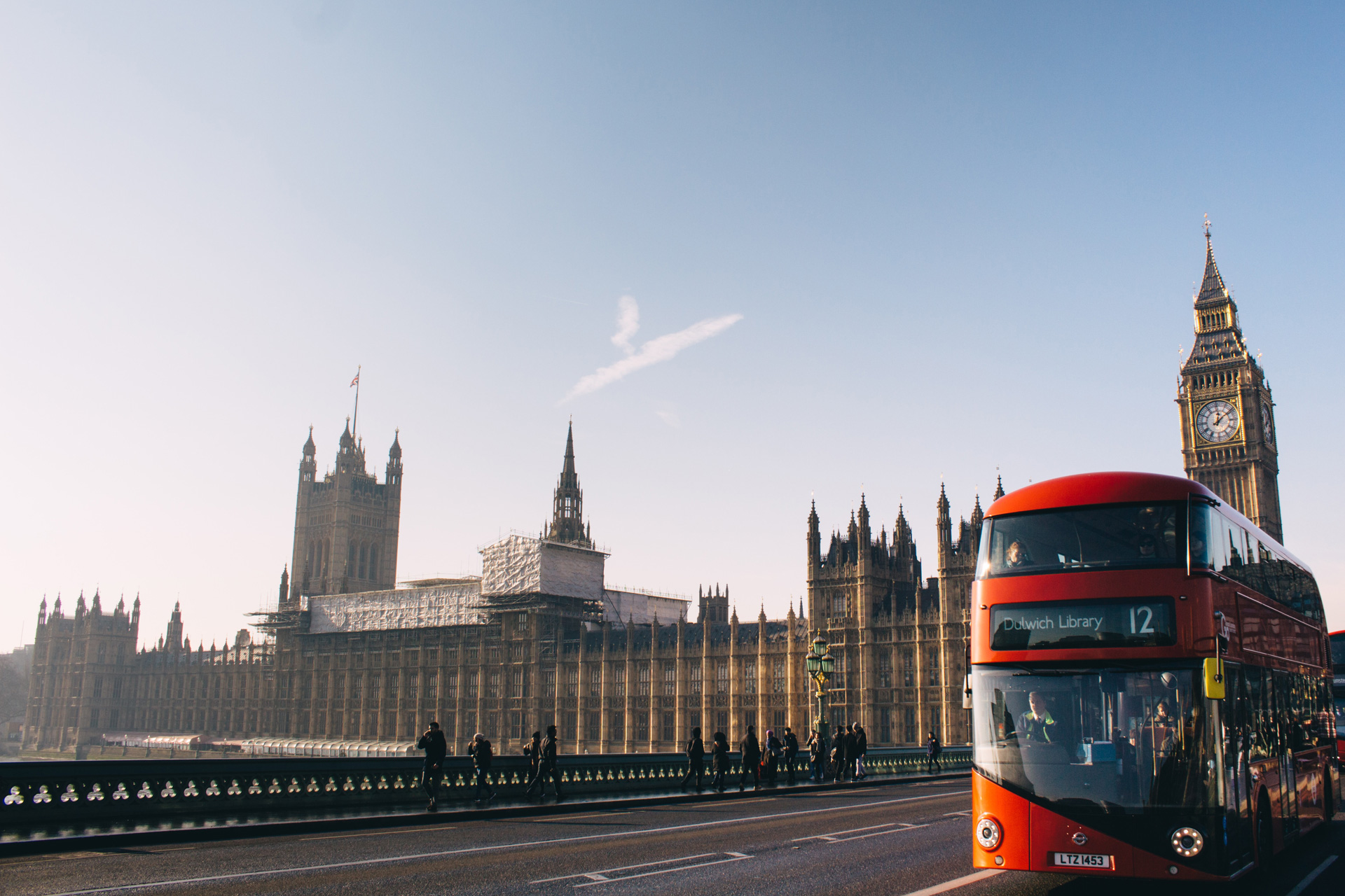 A bus and Big Ben in London