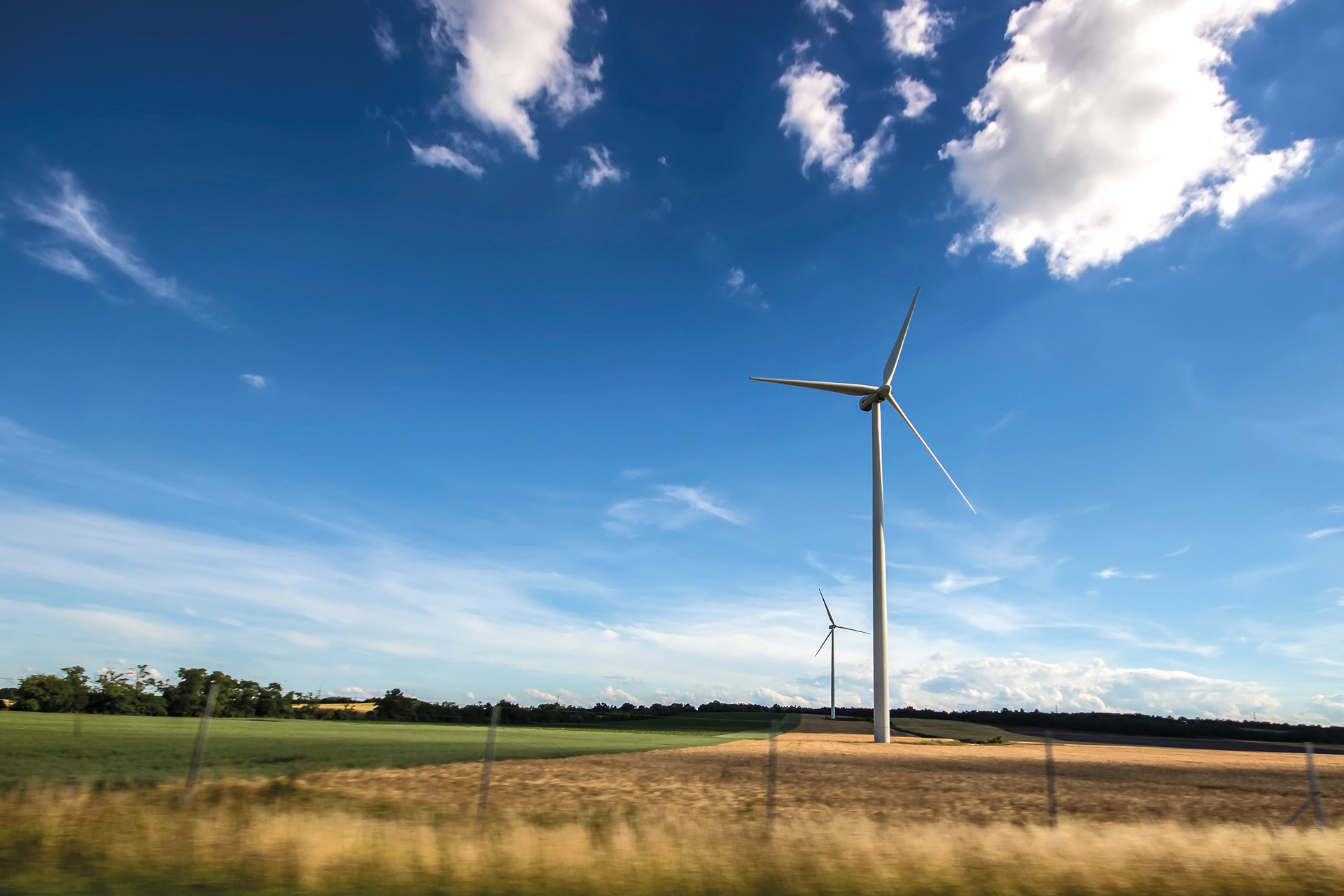 Wind turbine in field