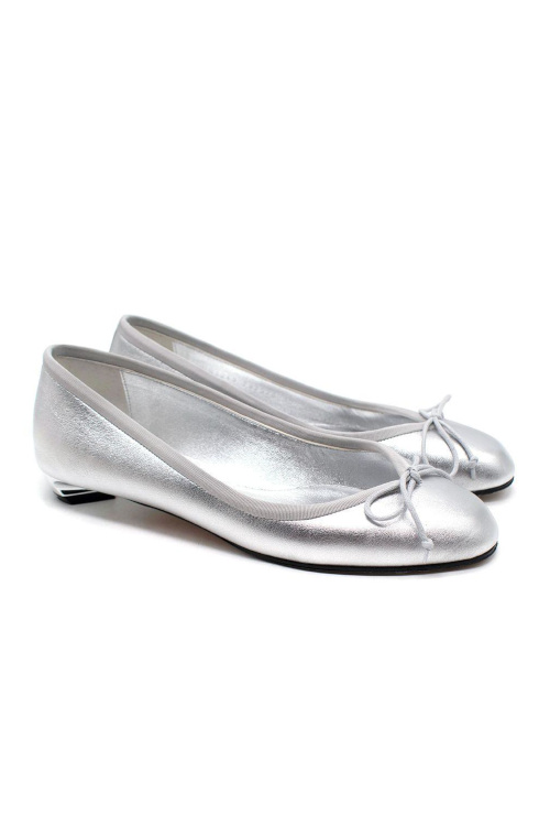 Silver ballet flats