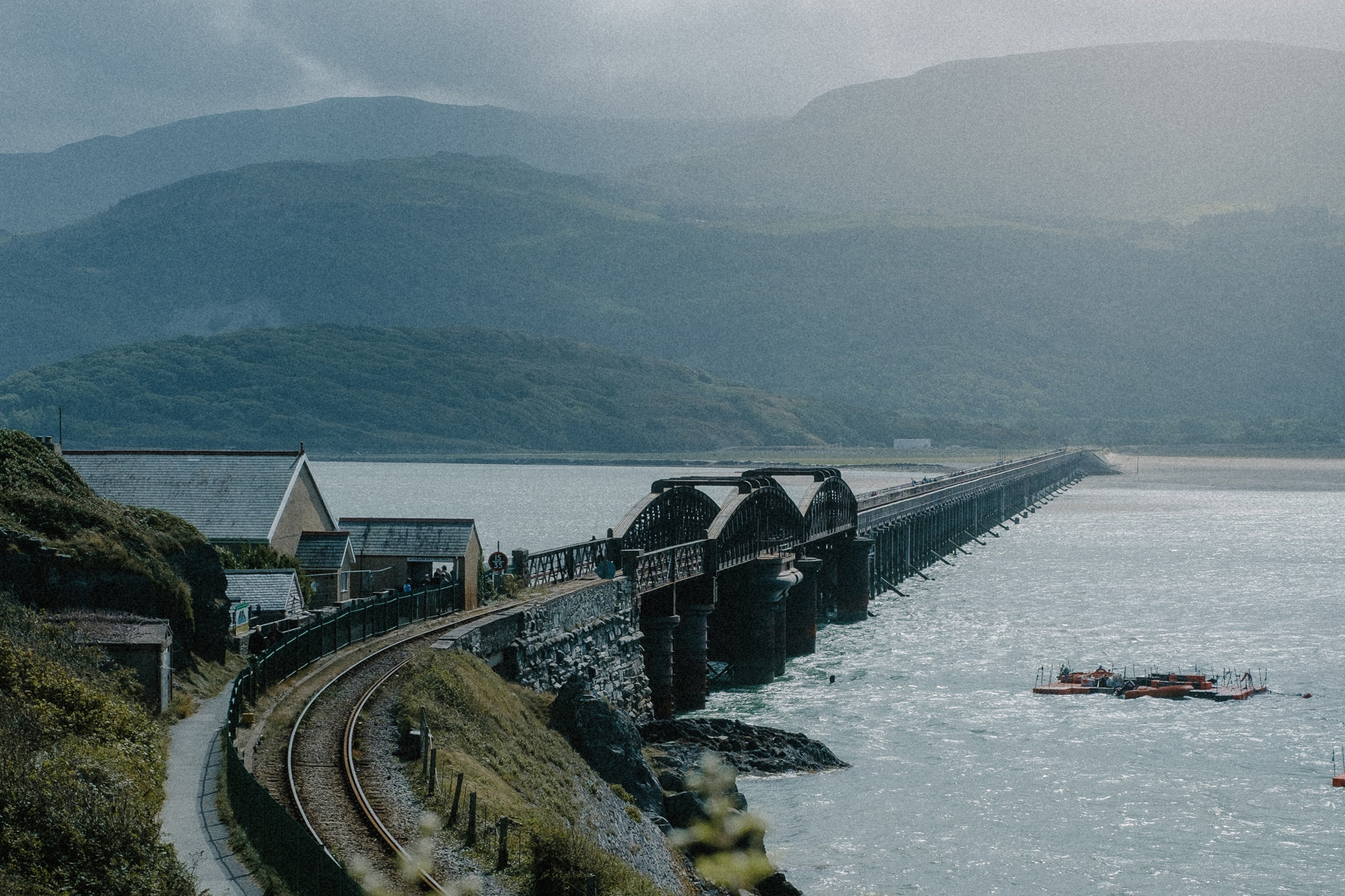 Cambrian Railway Line at Barmouth Bridge, the most beautiful train journey UK