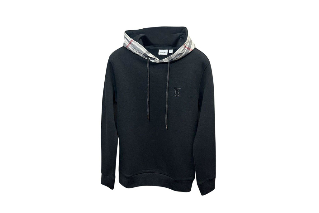 Hoodie with checked hood