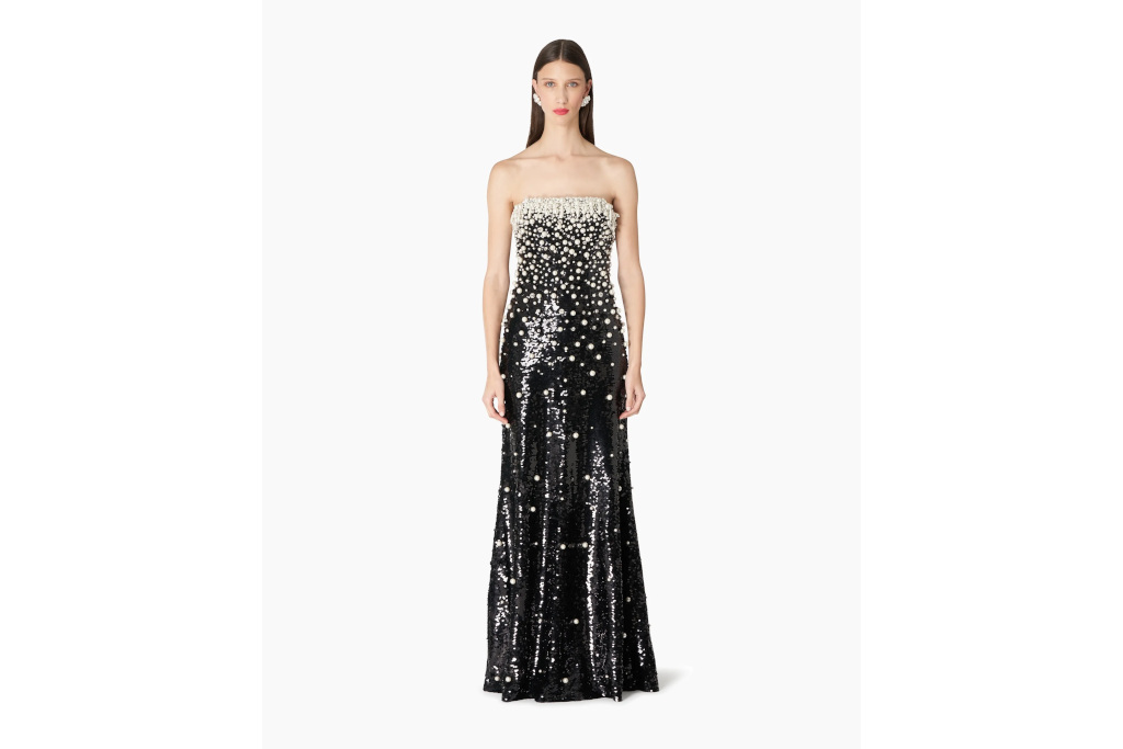 Woman in black and peal gown