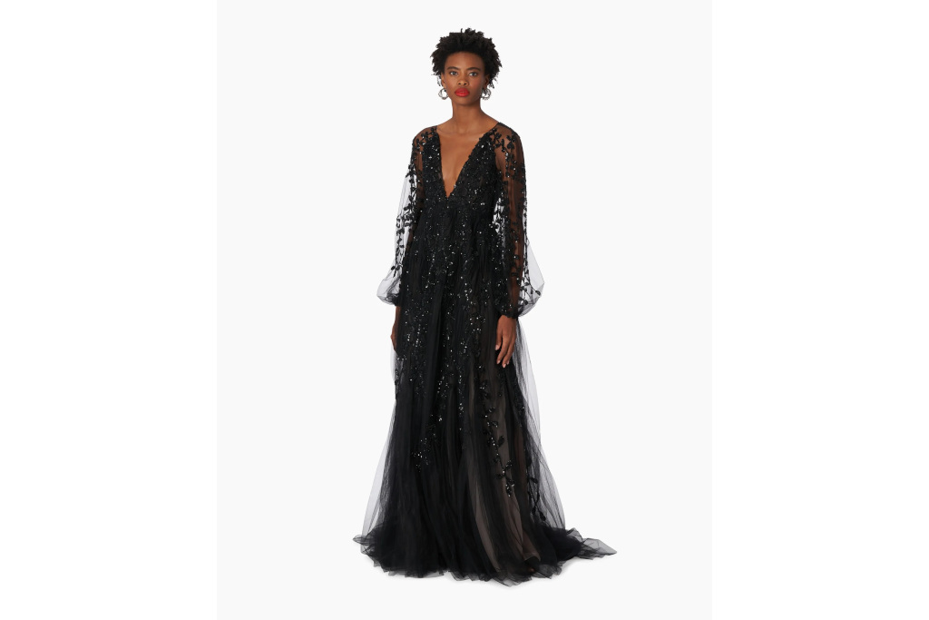 Woman in black wedding dress