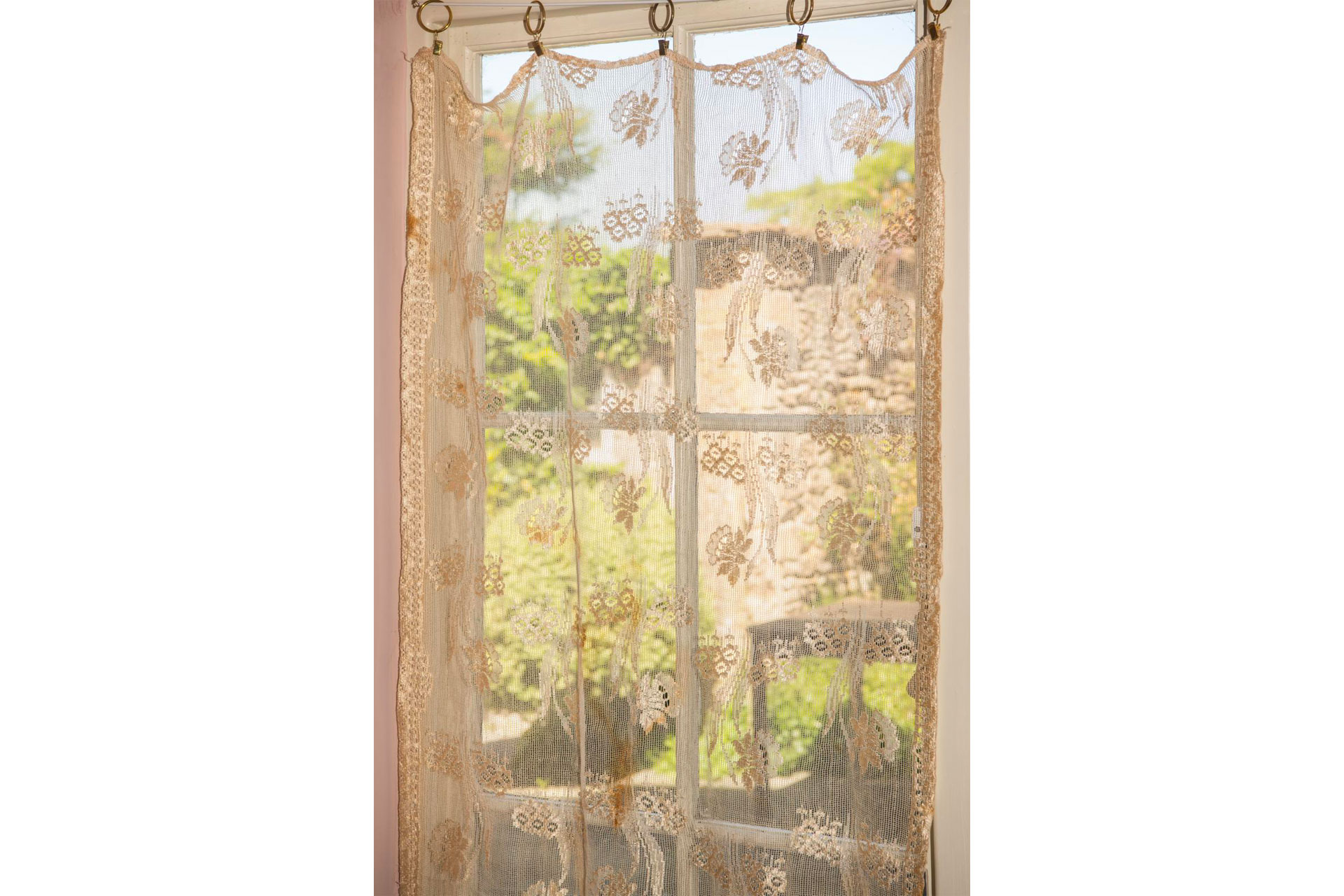 Pearl Lowe's vintage lace curtains