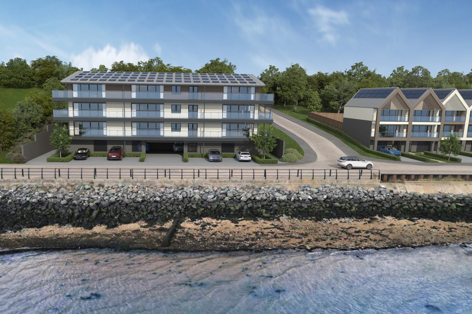 CGI image of waterfront residential development