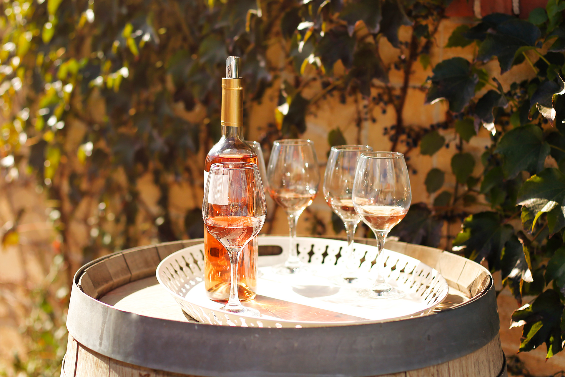 Rose wine with a bottle and glasses