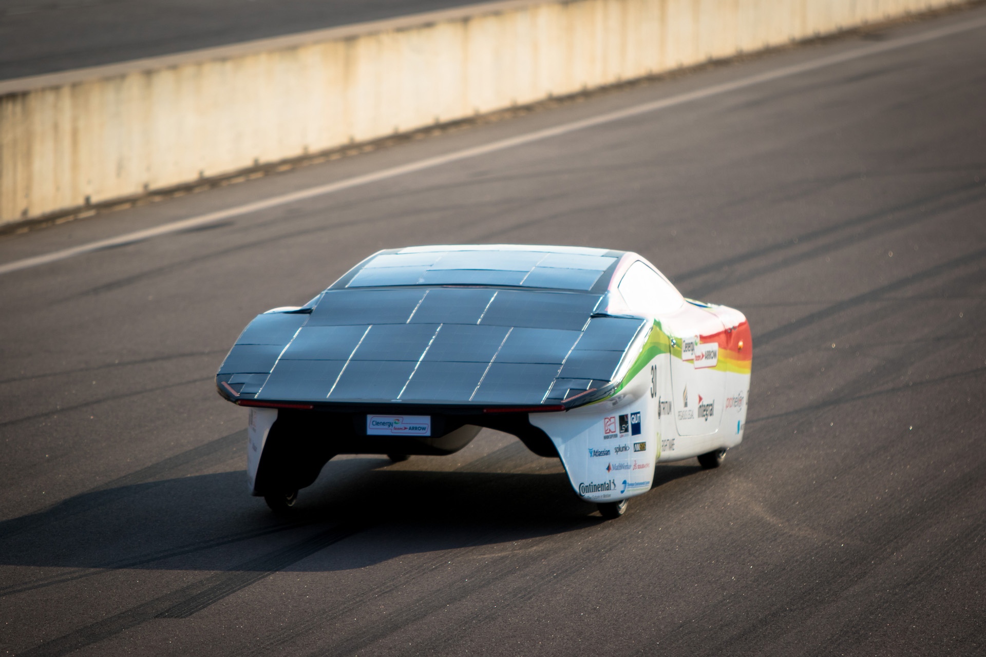 A car competing in the World Solar Challenge