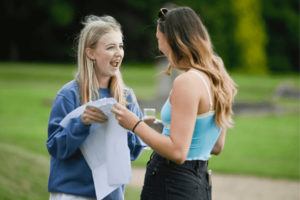 Ipswich High School pupils opening their A-level results