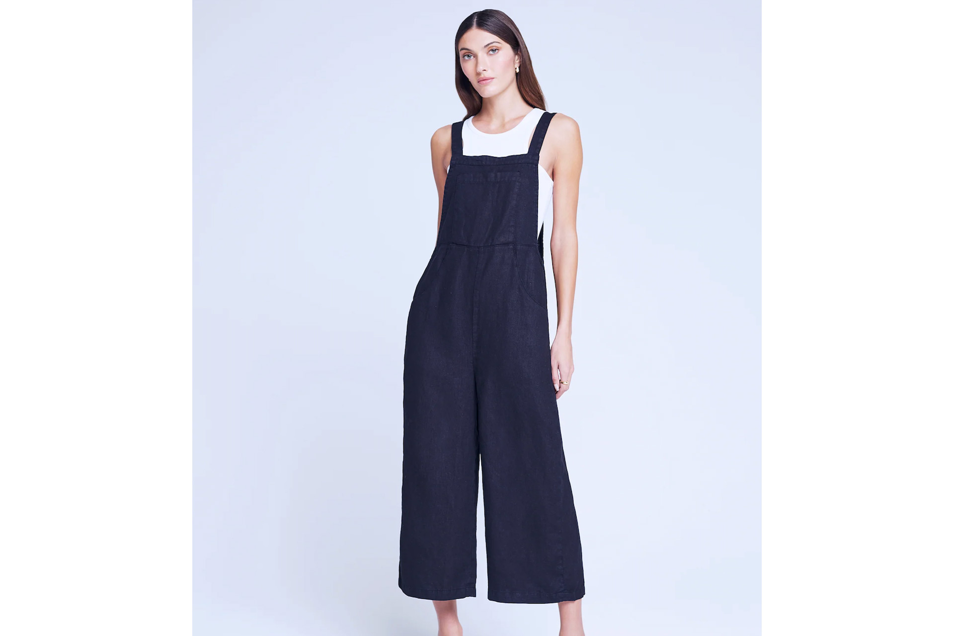 Black wide leg overalls