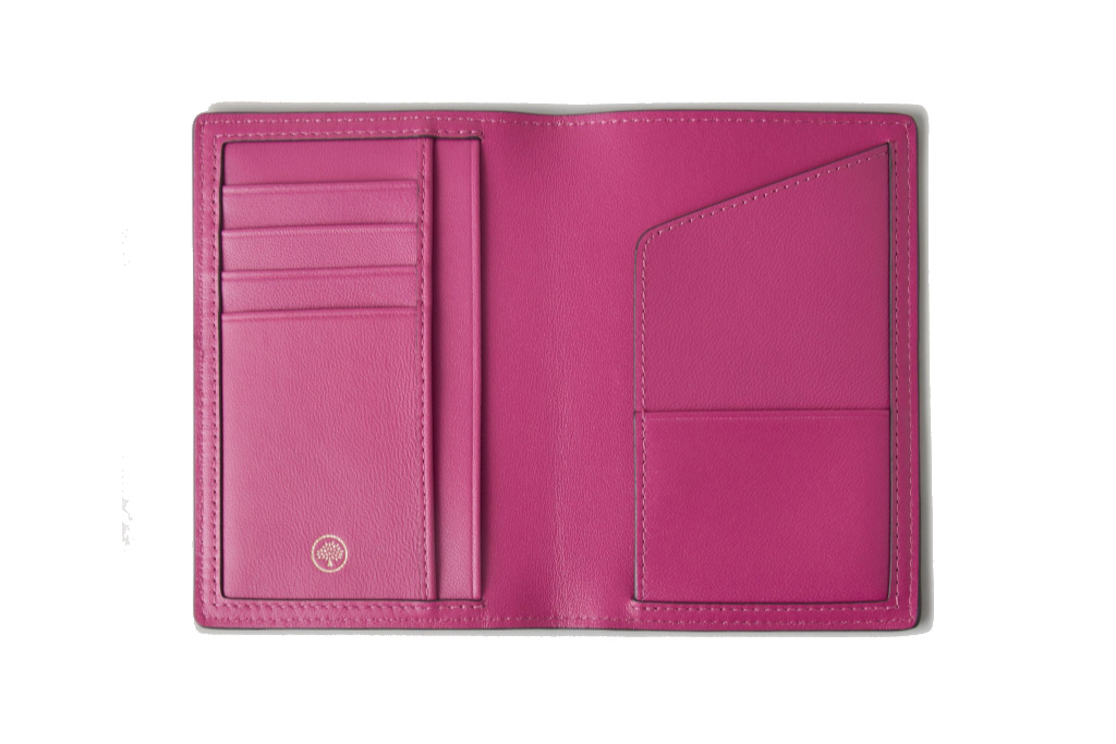 Pink open passport case