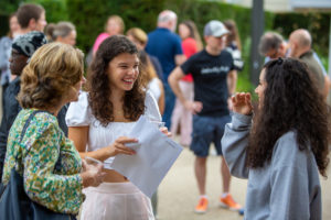 Reigate Grammar students opening their GCSE results