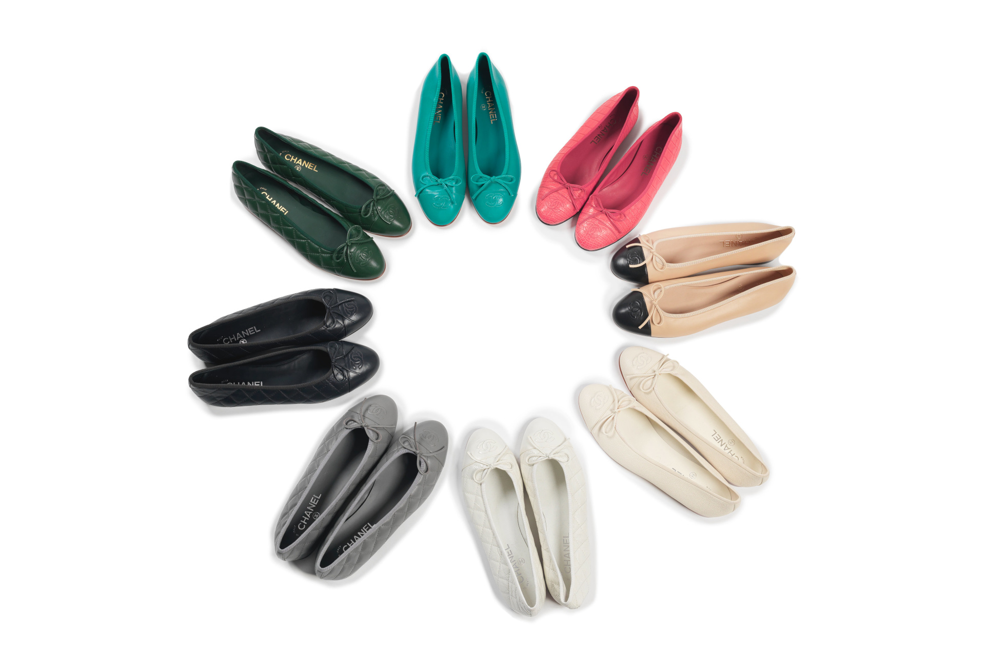 Ballet flats arranged in circle