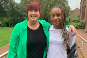 St Augustine's Priory teacher and pupil on GCSE results day