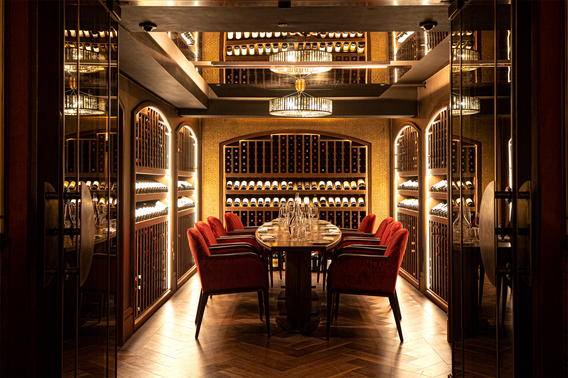 Wine room at The Savoy Grill