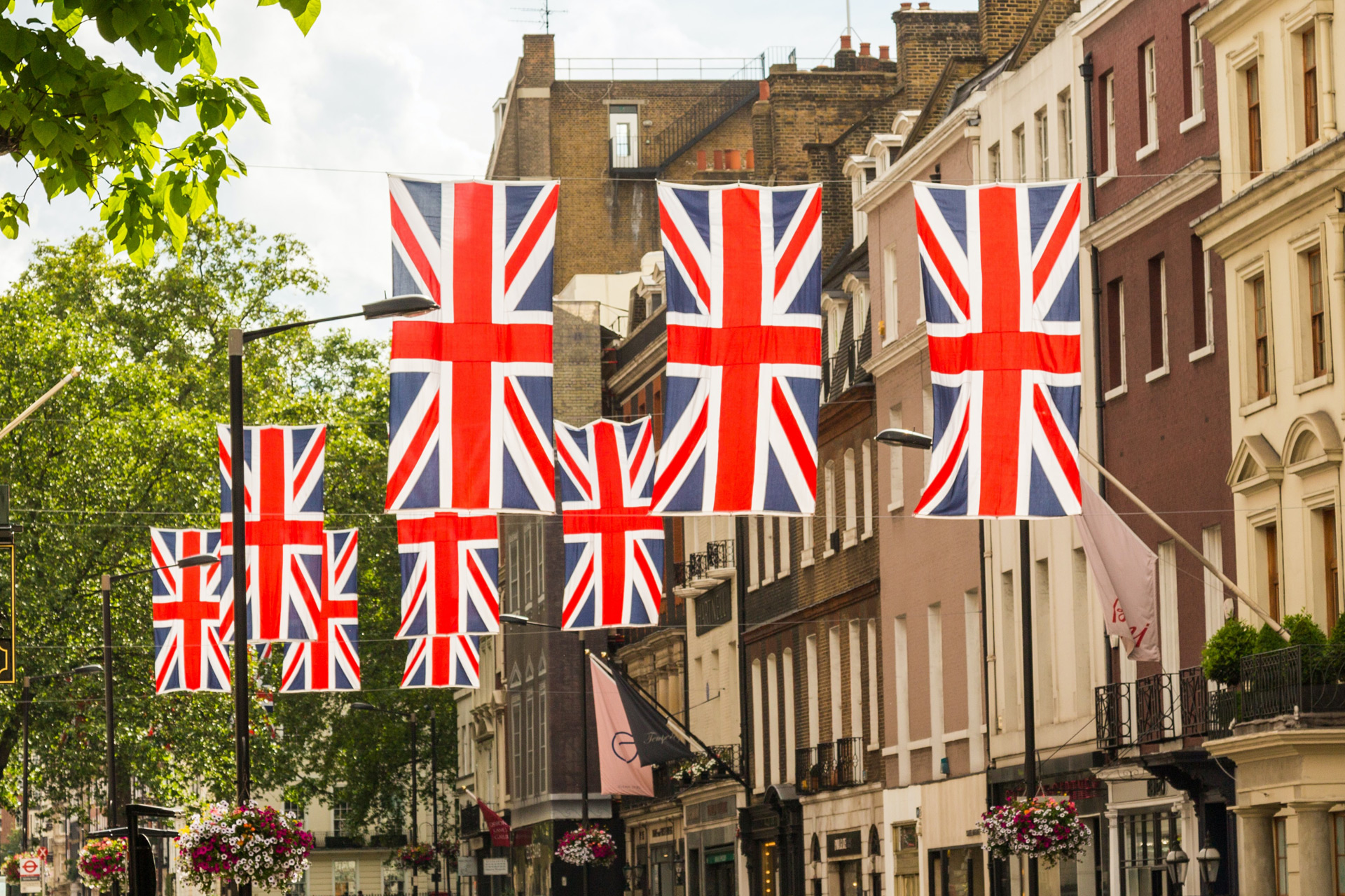 Union Jack flags in London