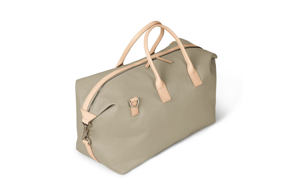 A cotton duffle carry on bag