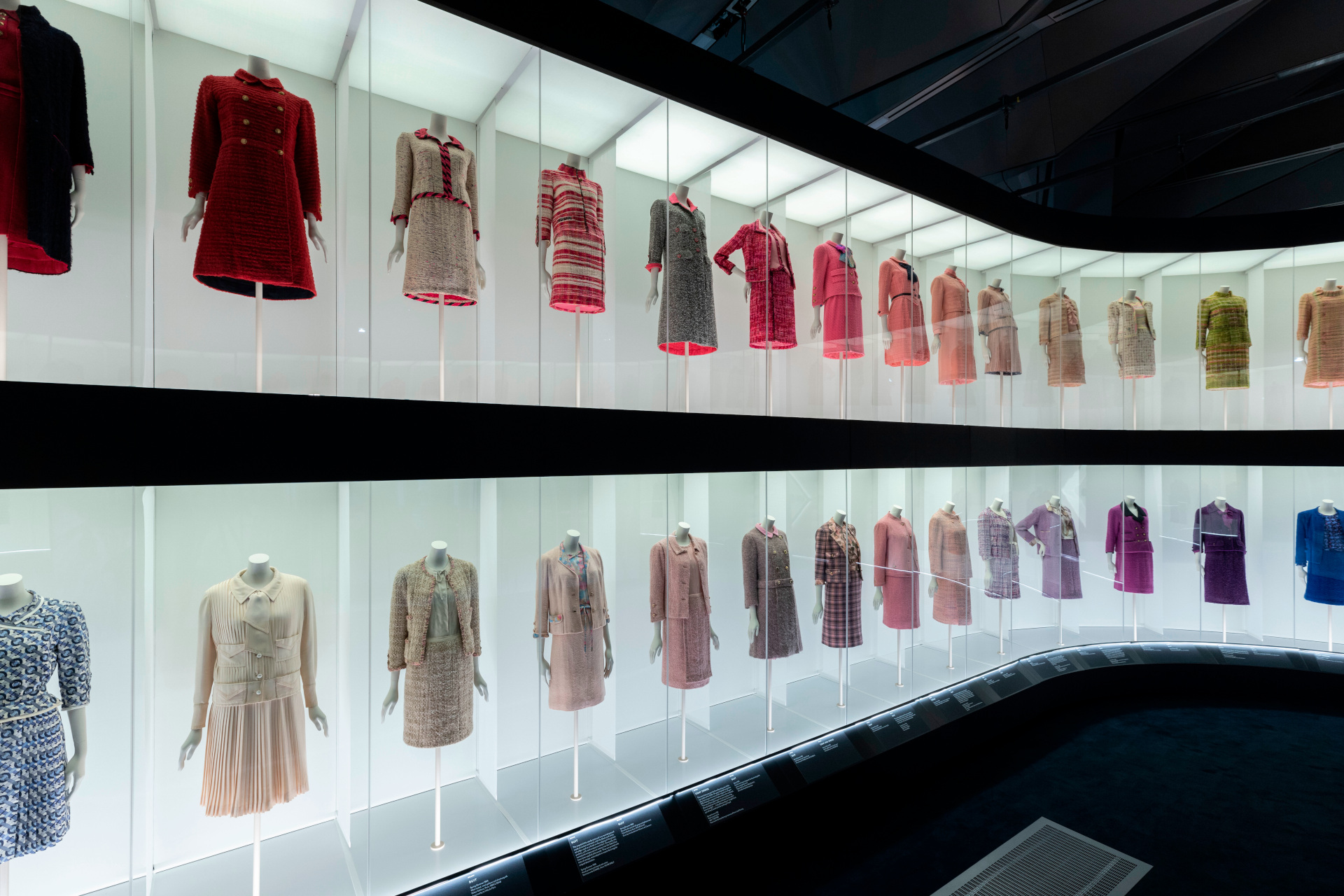 Chanel suits in display case