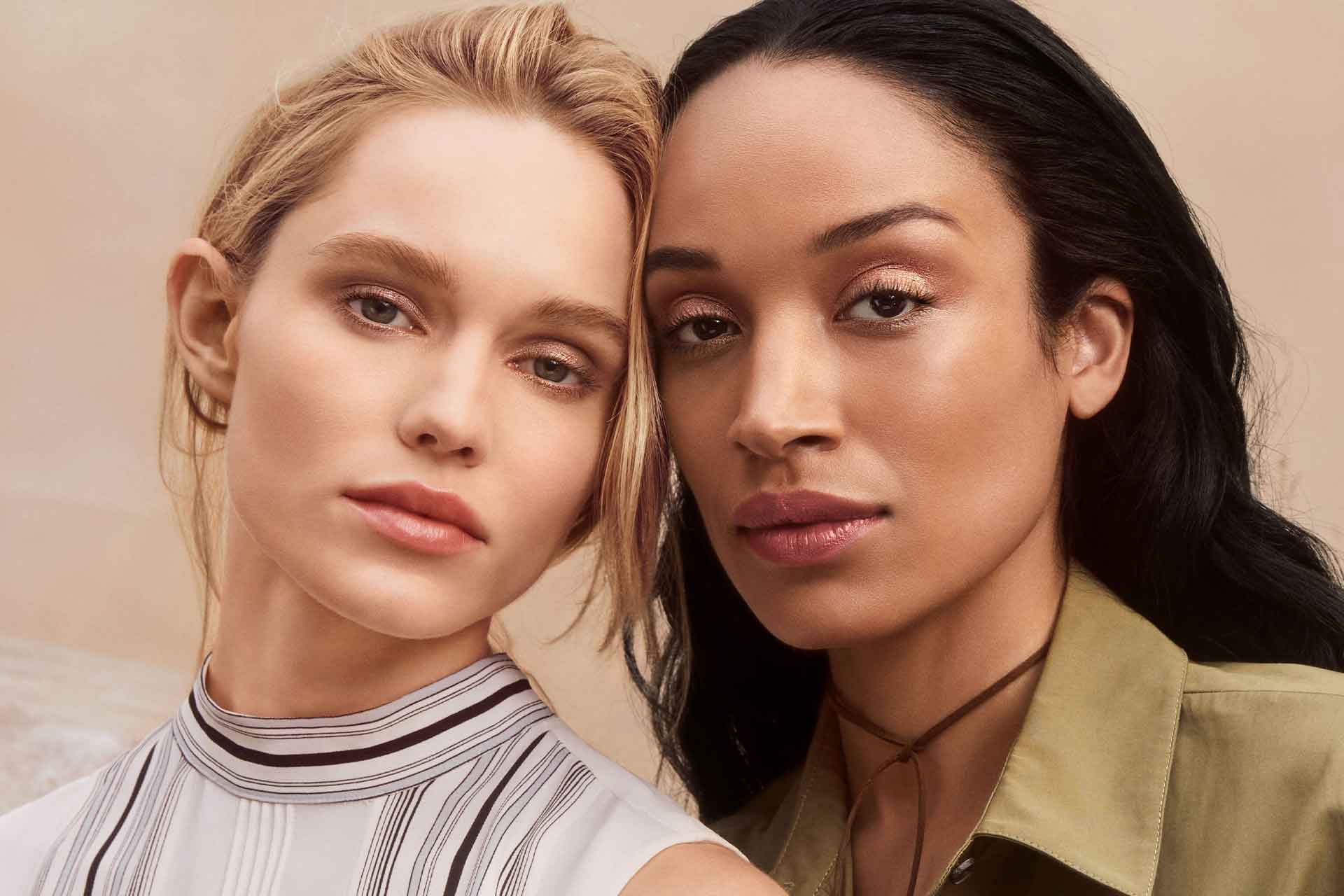 Two models with flawless skin for Chantecaille beauty campaign