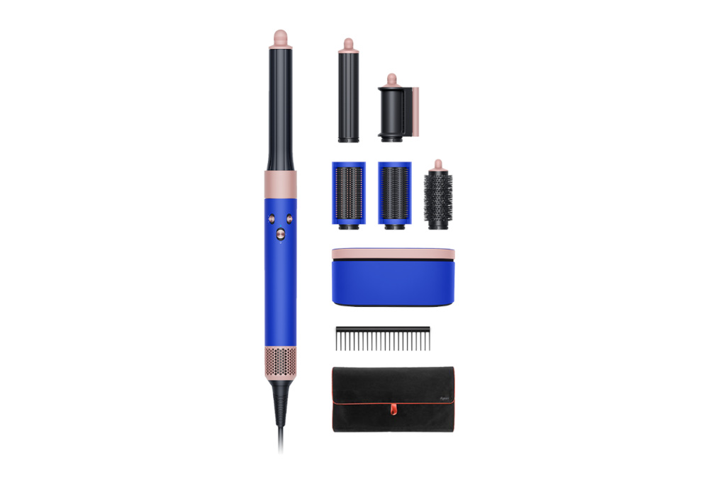 Blue hair curler with accessories