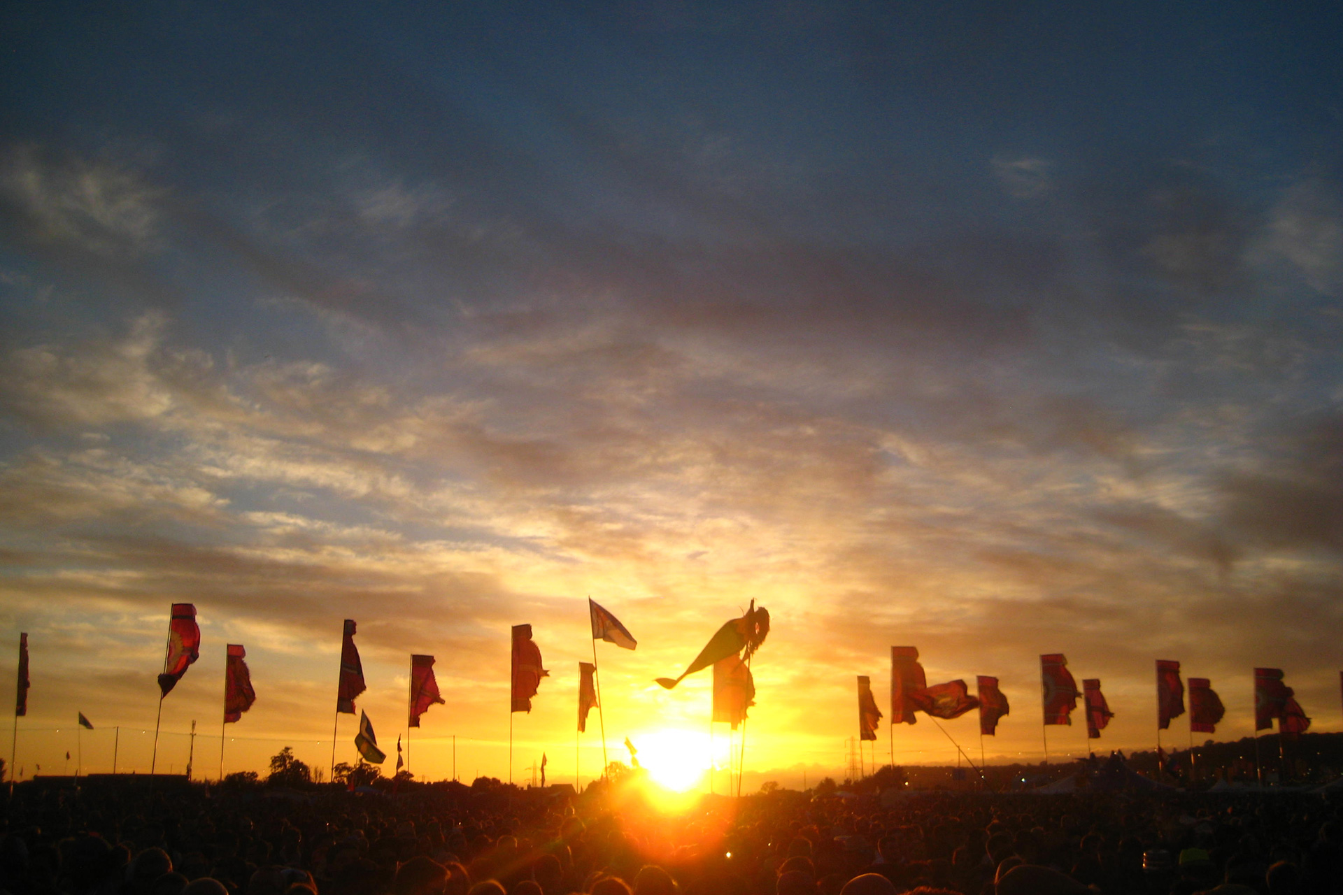 Sunset over Glastonbury Festival