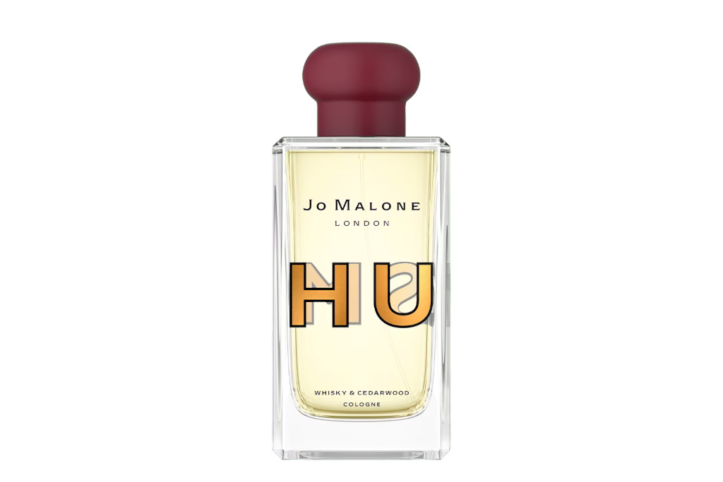 Amber and red perfume bottle